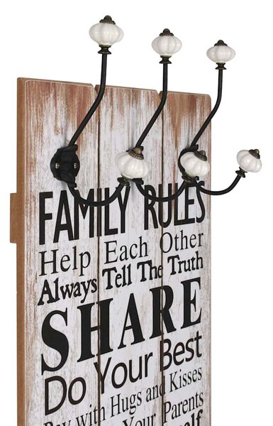 Nástěnný věšák na kabáty FAMILY RULES s 6 háčky 120 x 40 cm 245854