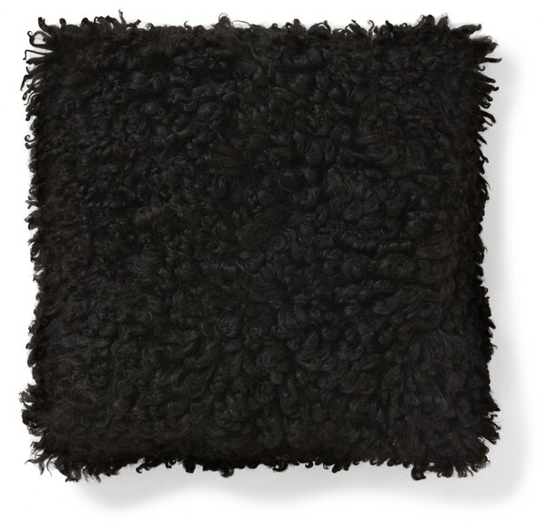 Skinnwille Home Collection Kožešinový polštář Ebony, černá kudrnatá vlna, 40x40 cm