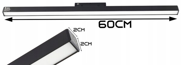 Lištové LED svítidlo 24 W, 4000 K, 2160 lm, neutrální bílá, IP20, CRI 90, 2 × 60 × 2 cm