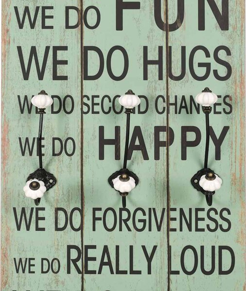 Nástěnný věšák na kabáty HAPPY LOVE s 6 háčky 120 x 40 cm 245855