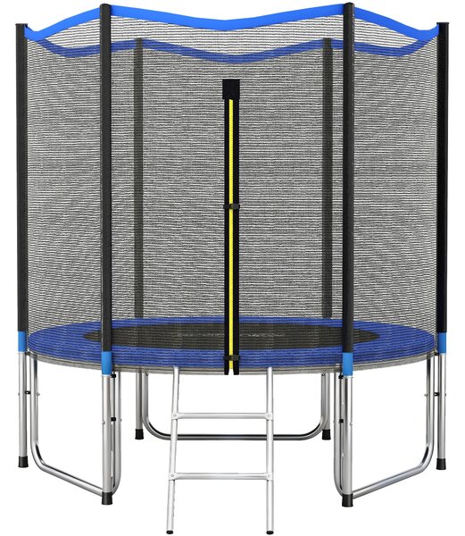 SPORTNOW trampolína pro dospělé Ø244 cm s ochrannou sítí, 2stupňovým žebříkem, 25cm krytem pružin, pozinkovaný rám — nosnost 100 kg | Aosom