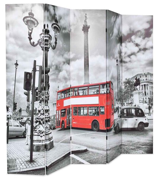 Skládací paraván 200 x 170 cm Londýnský autobus černobílý 245875