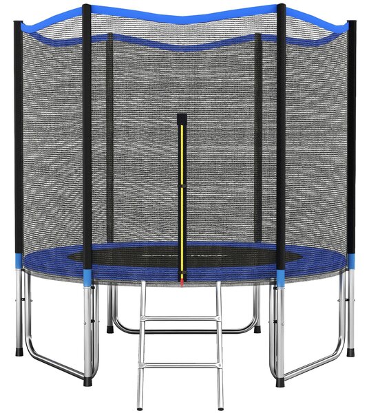 SPORTNOW trampolína Ø305 cm pro dospělé s bezpečnostní sítí, žebříkem a krytem pružin – modrá | Aosom