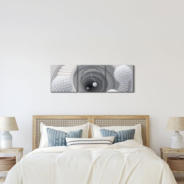 Obraz 3D abstrakce (s hodinami) (90x30 cm)