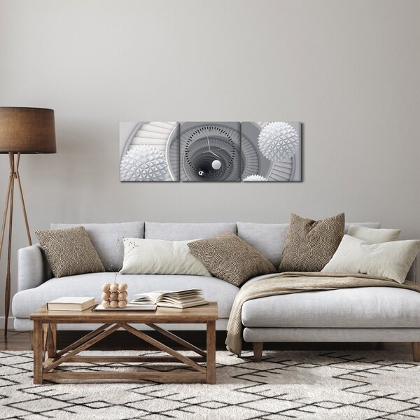 Obraz 3D abstrakce (s hodinami) (90x30 cm)