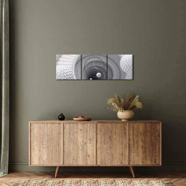 Obraz 3D abstrakce (s hodinami) (90x30 cm)
