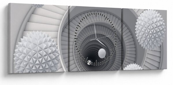 Obraz 3D abstrakce (s hodinami) (90x30 cm)
