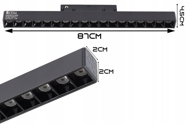 Lištové LED svítidlo 48 W, 4000 K, 4320 lm, neutrální bílá, IP20, CRI 90, 2 × 87 × 2 cm
