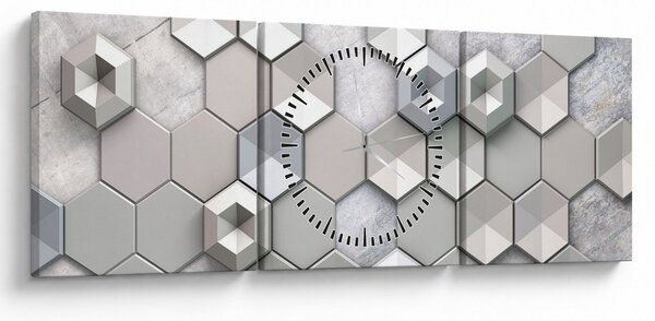 Obraz 3D abstrakce (s hodinami) (90x30 cm)