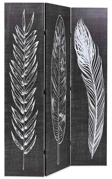 Skládací paraván 120 x 170 cm pírka černobílá 245889