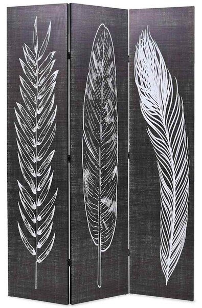 Skládací paraván 120 x 170 cm pírka černobílá 245889