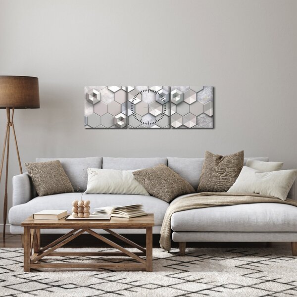Obraz 3D abstrakce (s hodinami) (90x30 cm)