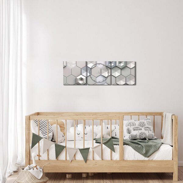 Obraz 3D abstrakce (s hodinami) (90x30 cm)