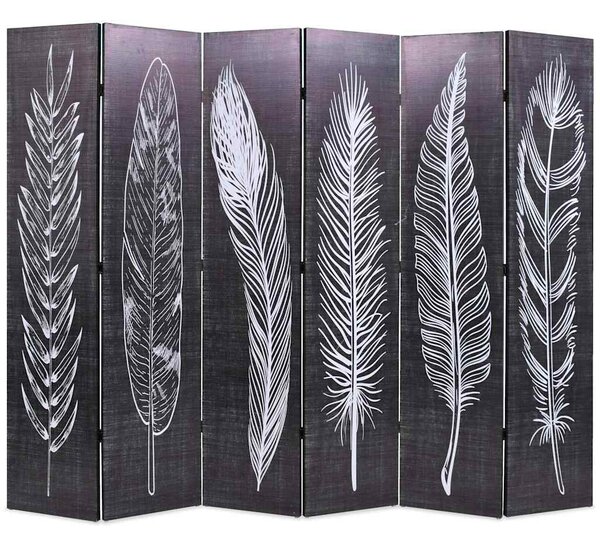 Skládací paraván 228 x 170 cm pírka černobílá 245892