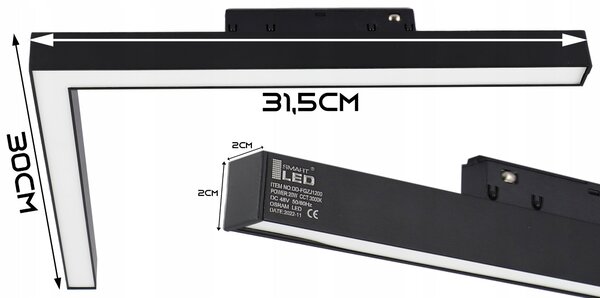 Lištové LED svítidlo 20 W, 4000 K, 1800 lm, neutrální bílá, IP20, CRI 90, 31,5 × 30 × 2 cm