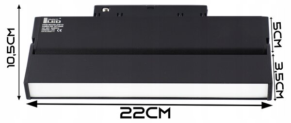 Lištové LED svítidlo 12 W, 3000 K, 1080 lm, teplá bílá, IP20, CRI 90, 8,5 × 22 × 2 cm