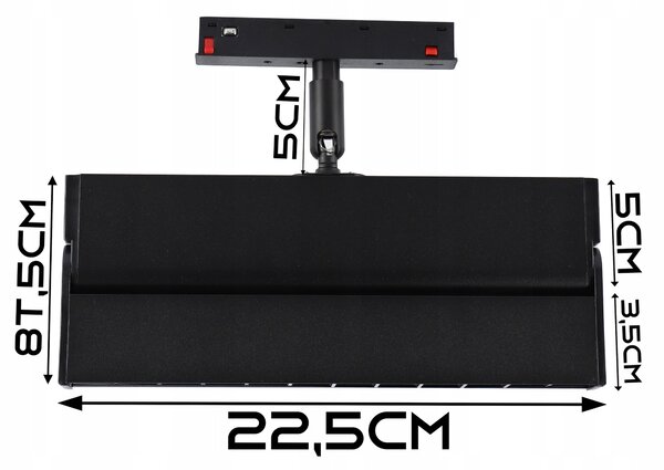 Lištové LED svítidlo 12 W, 3000 K, 1080 lm, teplá bílá, IP20, CRI 90, 13,5 × 22,5 × 2 cm