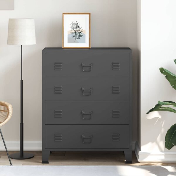 Skříň se zásuvkami kovová industriální styl 78x40x93 cm černá 245963