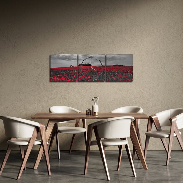 Obraz vlčích máků (s hodinami) (90x30 cm)