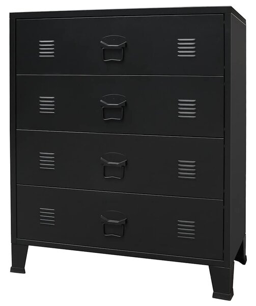 Skříň se zásuvkami kovová industriální styl 78x40x93 cm černá 245963