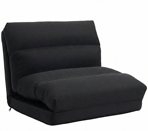 HOMCOM 1místné skládací křeslo — 5polohové opěradlo, přeměnitelné na podlahové lůžko, nosnost 120 kg, 70 × 72 × 56 cm, černé | Aosom