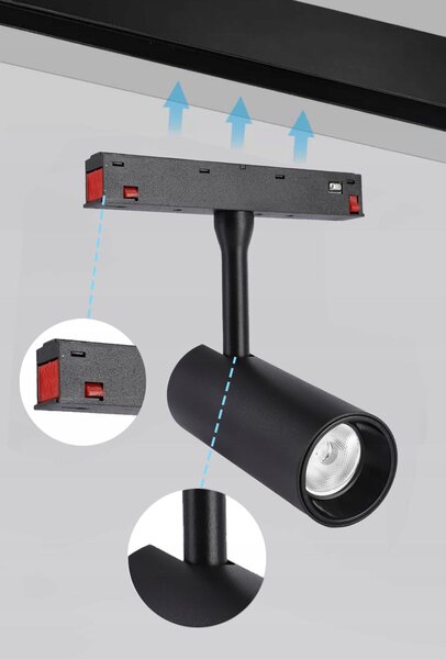 Lištový LED reflektor 12 W, 3000 K, 1080 lm, teplá bílá, IP20, CRI 90, Ø 4,5 cm
