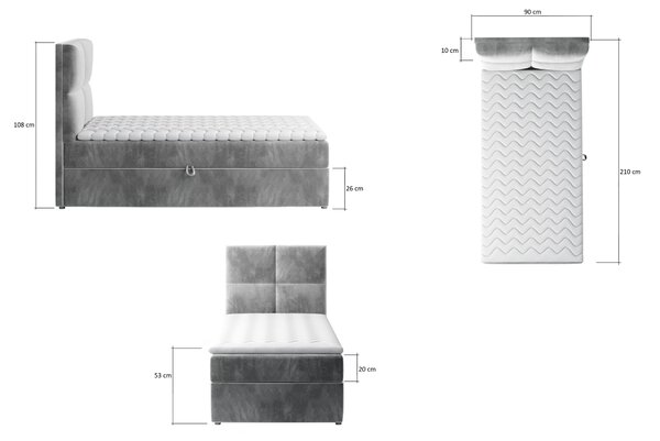 Eltap Čalouněná postel Rivia s úložným prostorem Materiál a barva potahu: Monolith 37 - tmavě zelená, Rozměr: 90x200