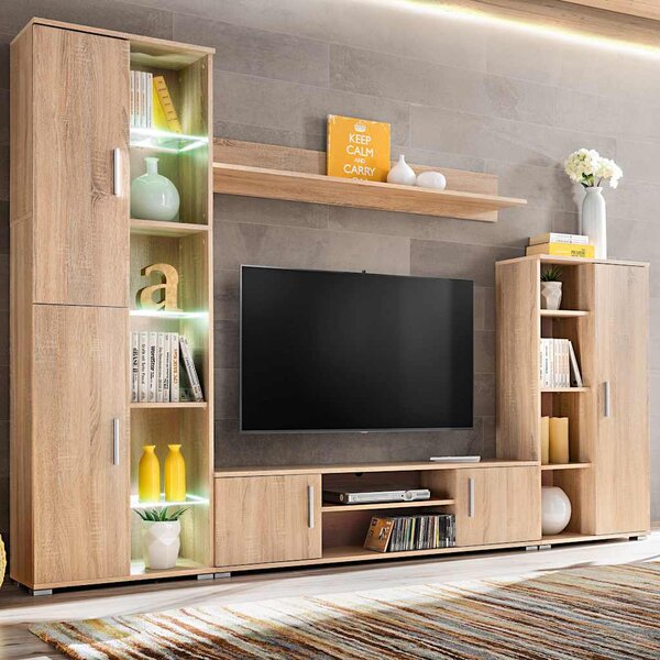 Obývací stěna s LED osvětlením dub sonoma 246029