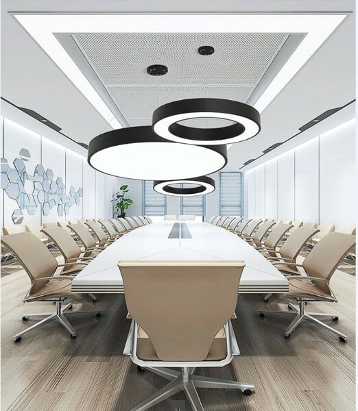 Černé kulaté kancelářské závěsné LED svítidlo 30 W, 40 cm