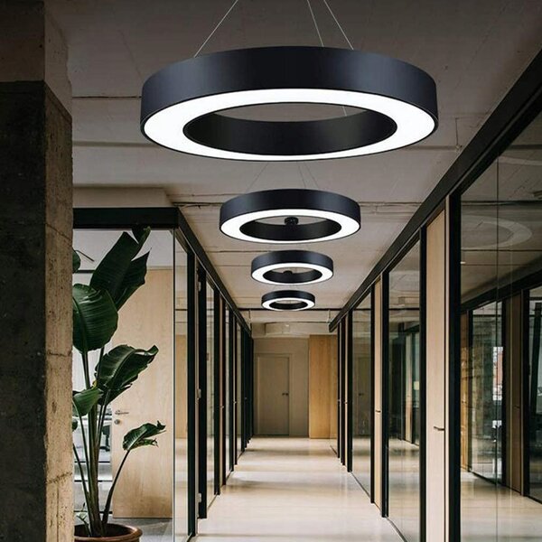 Černé kulaté kancelářské závěsné LED svítidlo 30 W, 40 cm
