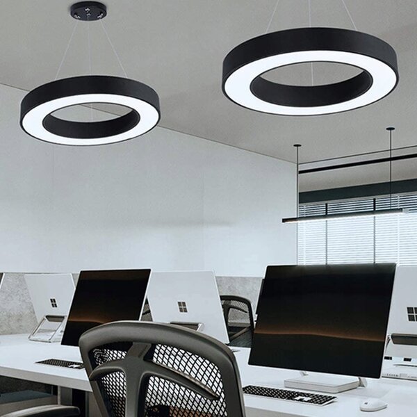 Černé kulaté kancelářské závěsné LED svítidlo 30 W, 40 cm