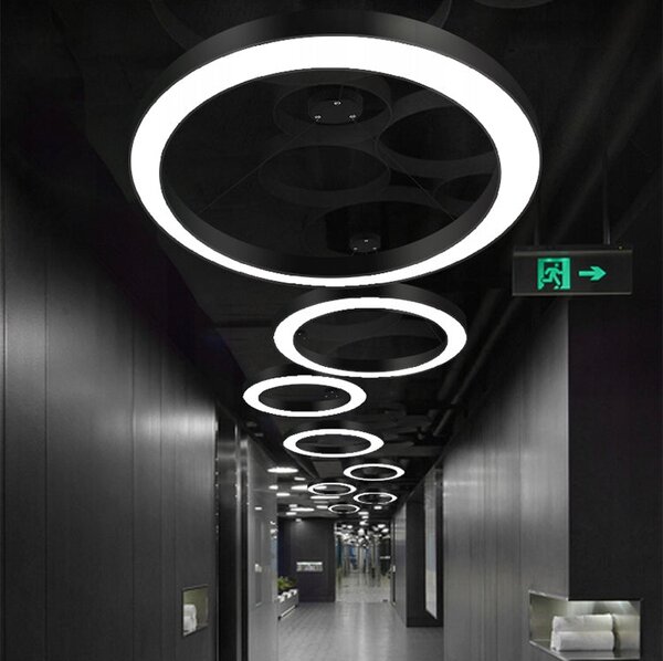 Černé kulaté kancelářské závěsné LED svítidlo 30 W, 40 cm