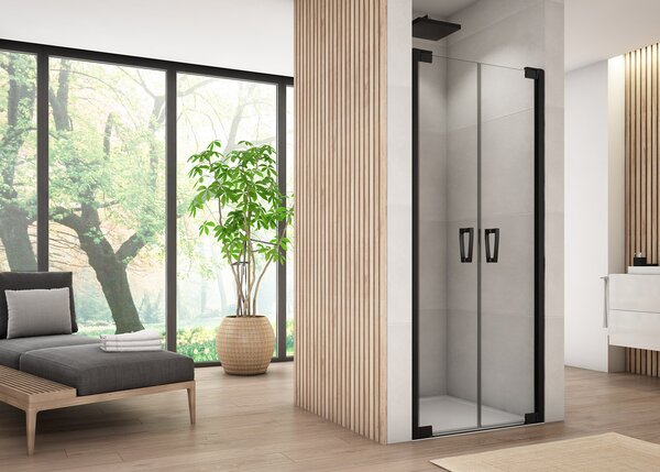 Ronal CADURA CA2C dvoukřídlé sprchové dveře 75 cm Šířka: 750 mm, Profil: Bílá, Sklo: Hladké čiré