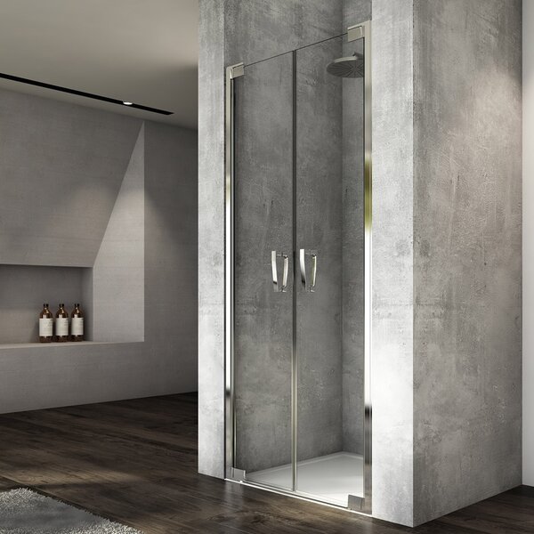 Ronal CADURA CA2C dvoukřídlé sprchové dveře 75 cm Šířka: 750 mm, Profil: Bílá, Sklo: Hladké čiré