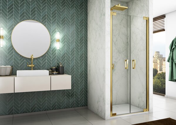 Ronal CADURA CA2C dvoukřídlé sprchové dveře 75 cm Šířka: 750 mm, Profil: Bílá, Sklo: Hladké čiré