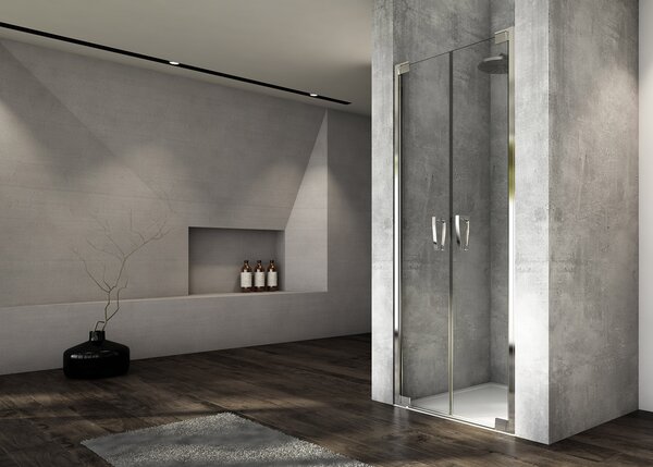 Ronal CADURA CA2C dvoukřídlé sprchové dveře 75 cm Šířka: 750 mm, Profil: Bílá, Sklo: Hladké čiré