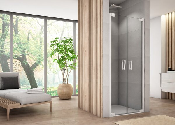 Ronal CADURA CA2C dvoukřídlé sprchové dveře 75 cm Šířka: 750 mm, Profil: Bílá, Sklo: Hladké čiré