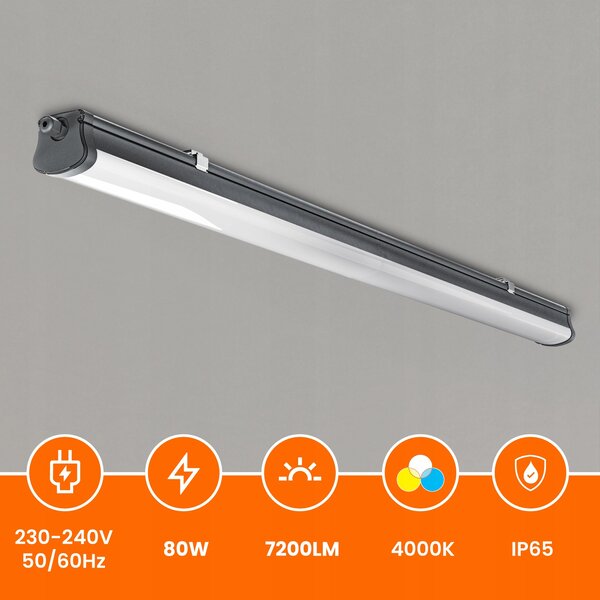 Průmyslové LED svítidlo 80 W, 150 cm, IP65, 7200 lm, 4000 K