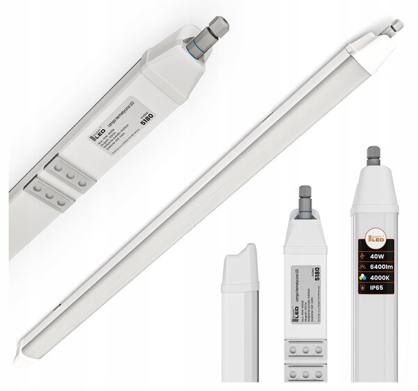 Prachotěsné LED svítidlo 40 W, 6400 lm, 120 cm, neutrální bílá, IP65