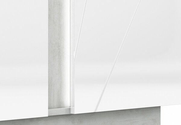 LAMIA šatní skříň, beton stříbrný/bílá lesk