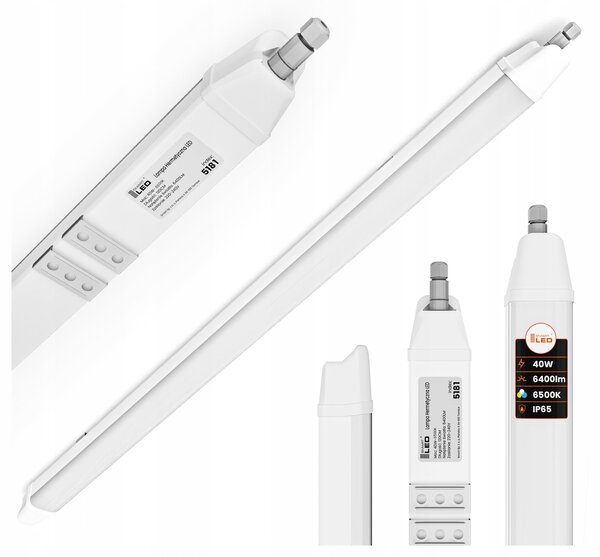 Prachotěsné LED svítidlo 40 W, 6400 lm, 120 cm, studená bílá, IP65