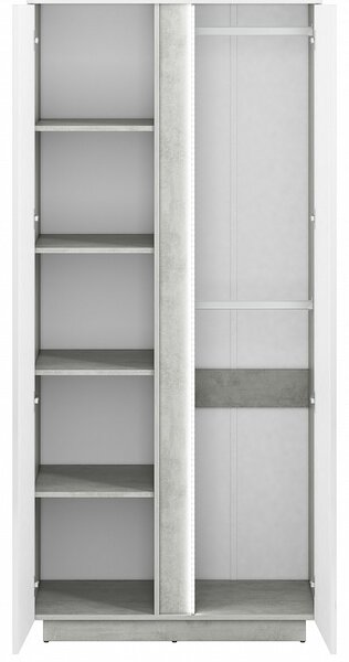 LAMIA šatní skříň, beton stříbrný/bílá lesk