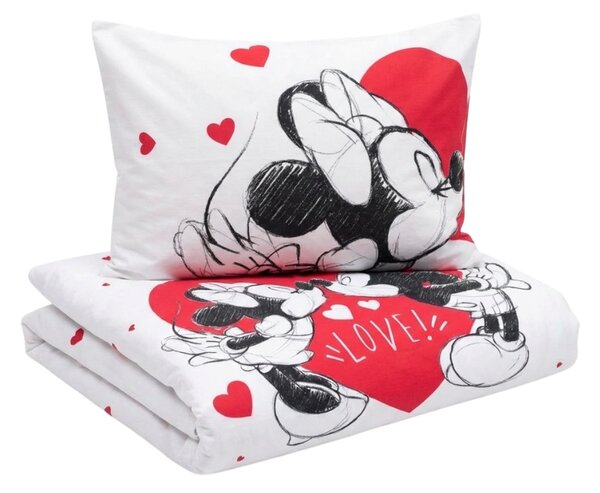 Dětské bavlněné povlečení MICKEY & MINNIE LOVE bílé Rozměr povlečení: 70 x 90 cm | 140 x 200 cm