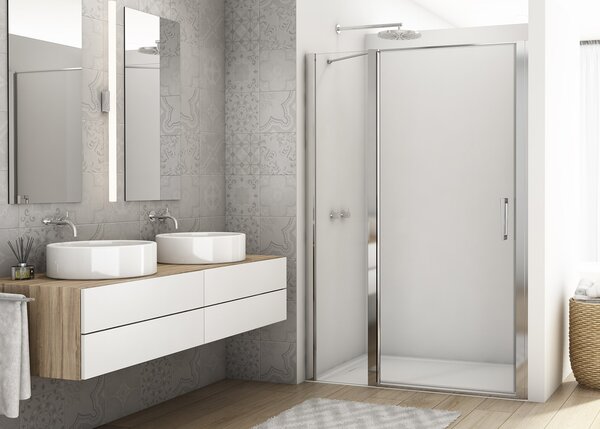 Ronal DIVERA D22T13 jednokřídlé sprchové dveře 90 cm Šířka: 900 mm, Profil: Aluchrom, Sklo: Hladké čiré
