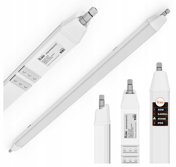 Prachotěsné LED svítidlo 40 W, 6400 lm, 120 cm, neutrální bílá, IP65