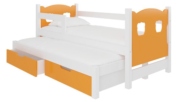 ADRK Dětská postel Campos s přistýlkou Rám: Bílá, Čela a šuplíky: Oranžová