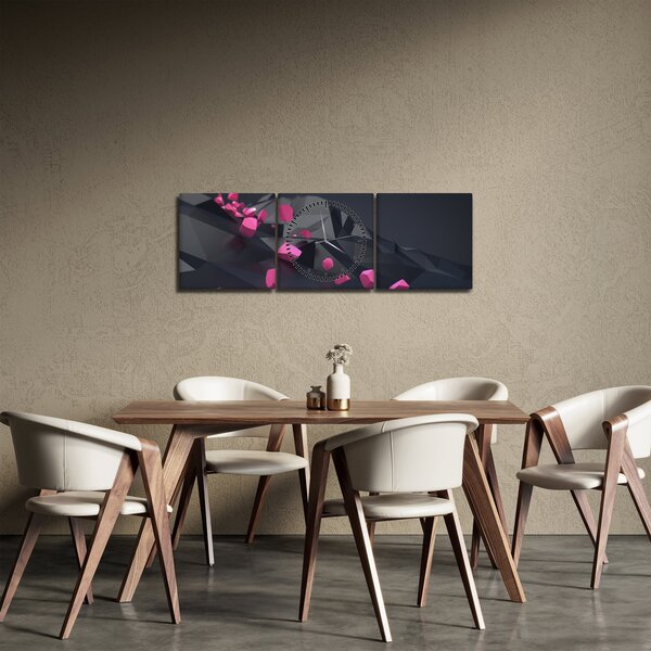 Obraz 3D abstrakce (s hodinami) (90x30 cm)