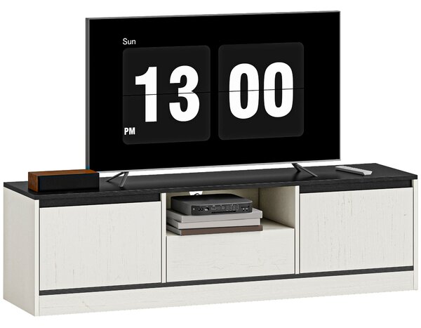 HOMCOM TV stolek 140 cm pro TV do 152 cm – moderní dvoubarevná komoda se 2 skříňkami | Aosom