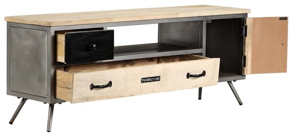 TV stolek masivní mangovníkové dřevo a ocel 120 x 30 x 45 cm 246282