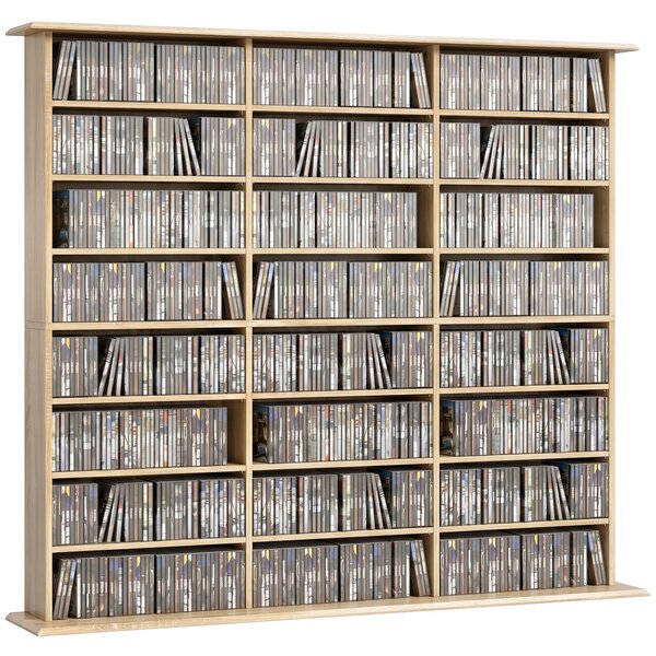HOMCOM skříňka na CD a DVD, multimediální organizér — pojme až 1 032 CD / 594 DVD/Blu‑ray, 24 přihrádek, 18 nastavitelných polic, pro obývací pokoj ne